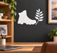Hiking trail boot and leaves vinyl decal, white silhouette on dark surface