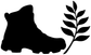Hiking trail boot and leaves vinyl decal, black boot with white leaf branch