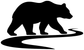 Black bear vinyl decal silhouette with curved trail line, close-up