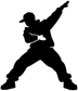 Black vinyl hip hop dancer silhouette decal with raised arm and held instrument
