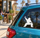 White hip hop dancer vinyl decal on car side window, silhouette pose