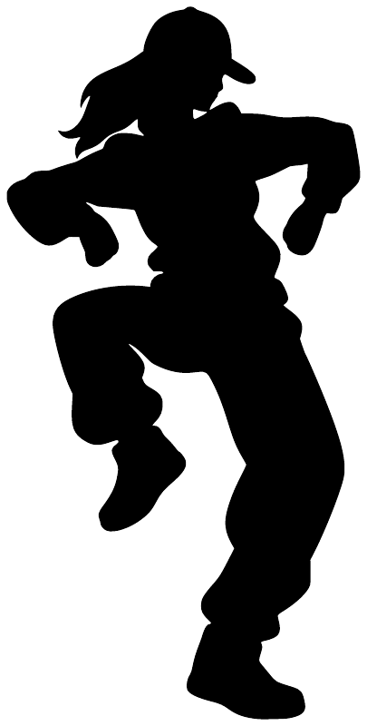 Black hip hop dancer knee-hit vinyl decal silhouette