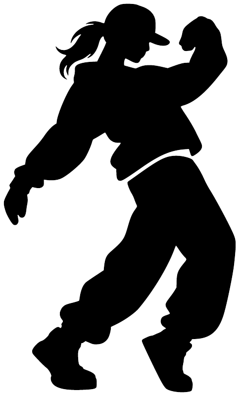 Black hip hop dancer silhouette vinyl decal graphic
