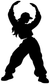 Black vinyl decal silhouette of a hip-hop dancer with one arm raised and cap