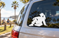 Hip hop dance vinyl decal of seated dancer silhouette on car window
