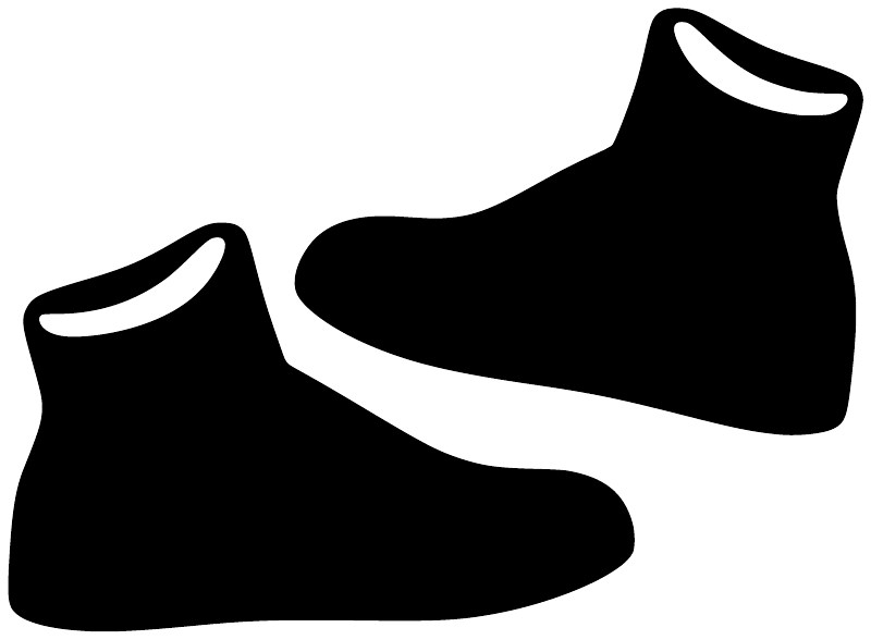 Black sneaker vinyl decals pair, two shoe shapes with white outline