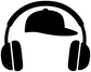 Black headphones and cap vinyl decal graphic on white background