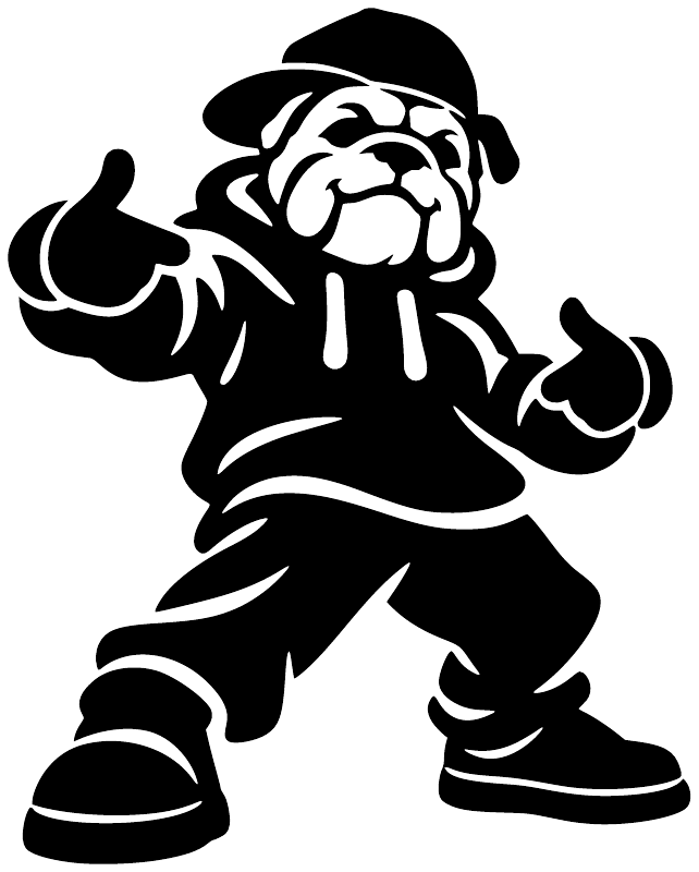 Black and white bulldog beat buddy vinyl decal with cap and fists