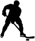 Hockey player vinyl decal silhouette, black skater holding a hockey stick