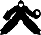Hockey goalie silhouette vinyl decal, black on white