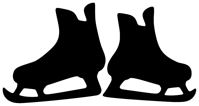 Hockey skate pair vinyl decal, black skate silhouettes close-up