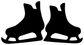 Hockey skate pair vinyl decal, black skate silhouettes close-up
