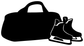 Black vinyl decal of a hockey duffel bag with ice skates silhouettes