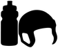 Hockey water break vinyl decal: white water bottle and hockey helmet icon, cutout