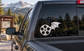 Black film reel vinyl decal with bat wings on car window