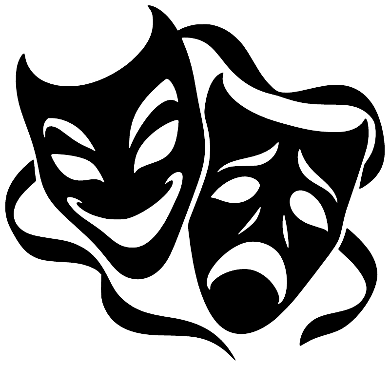 Pair of vinyl horror mask decals, black and white demon faces graphic