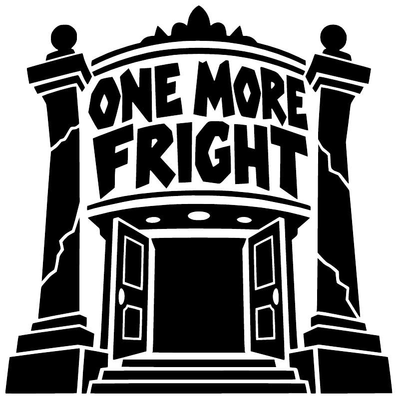Black “One More Fright” vinyl decal with spiked archway and central doorway graphic