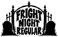 Black and white Fright Night Regular vinyl decal logo with gothic arches and spires