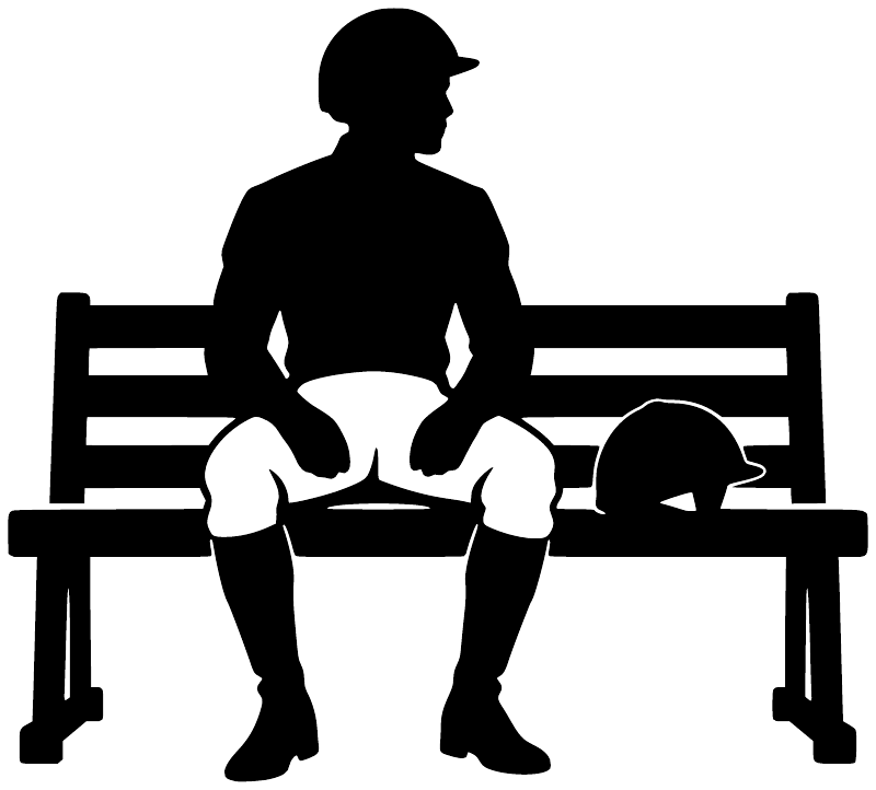 Black horse-racing bench vinyl decal silhouette of a jockey on bench
