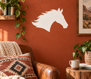 Horse head profile vinyl decal, white
