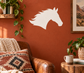 Horse head profile vinyl decal, white
