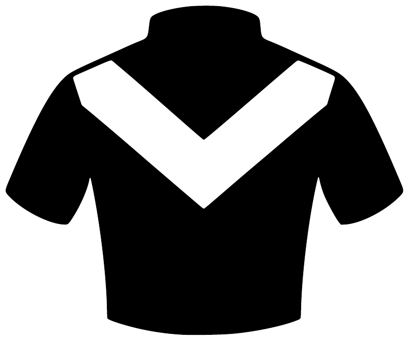 Horse racing plain silks vinyl decal: black racing vest top with white V chevron