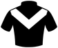Horse racing plain silks vinyl decal: black racing vest top with white V chevron