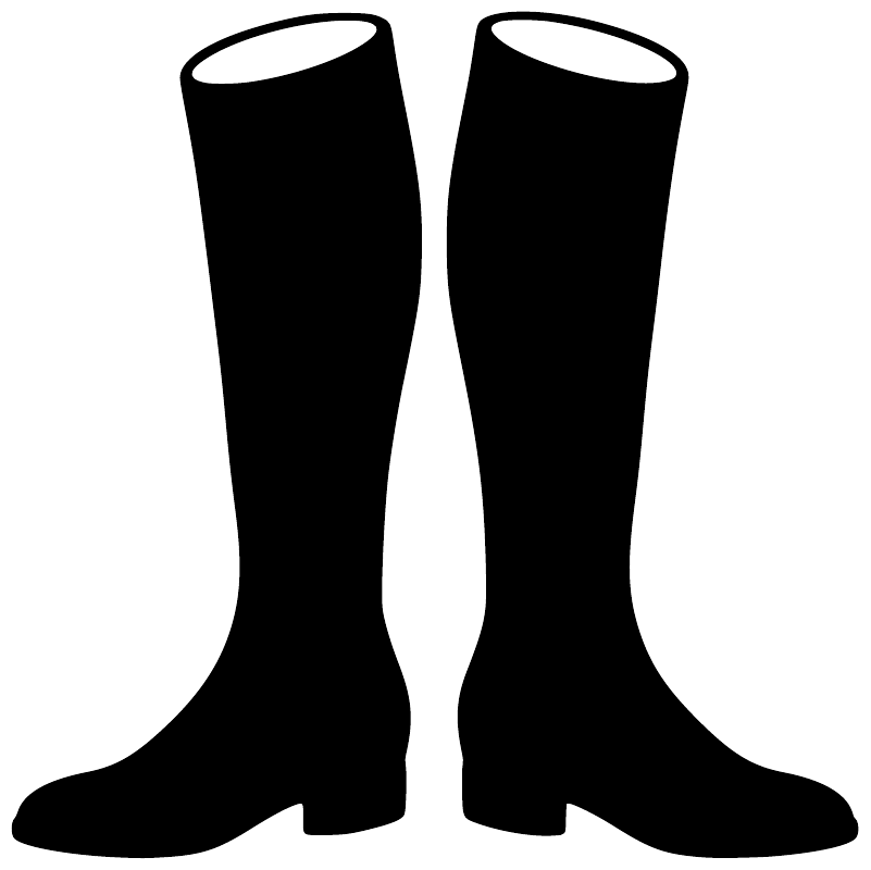 Pair of black tall boot vinyl decals with white undercut highlights.