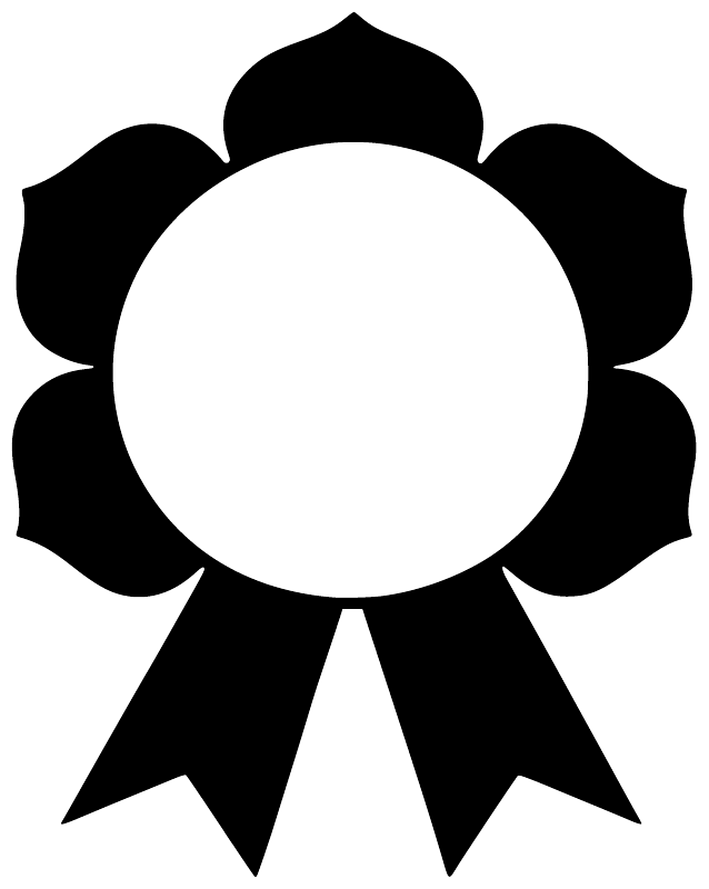 Black ribbon rosette vinyl decal with central circle and pointed tails