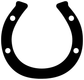Horseshoe vinyl decal with black U shape and three white dot studs