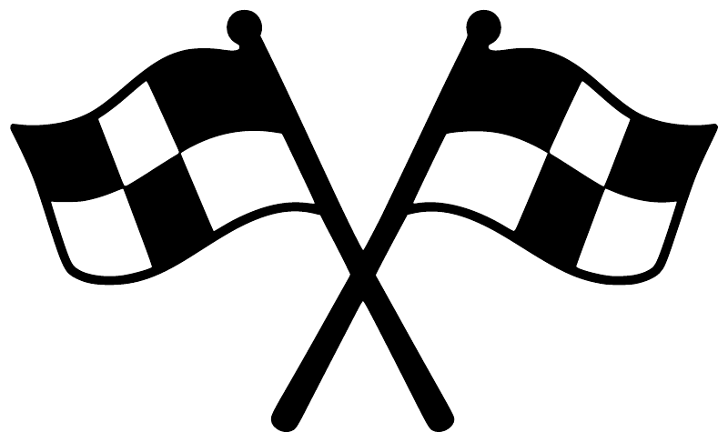 Crossed checkered horse racing finish flags vinyl decal