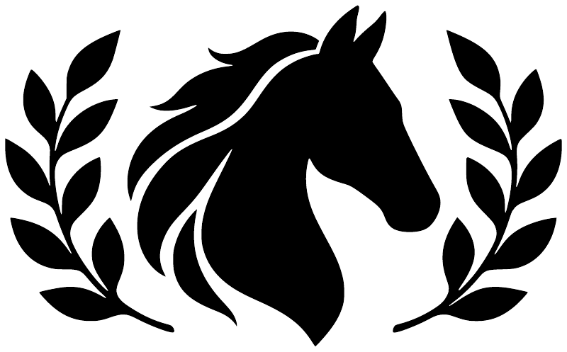 Black horse silhouette with laurel wreath vinyl decal