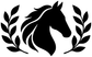 Black horse silhouette with laurel wreath vinyl decal