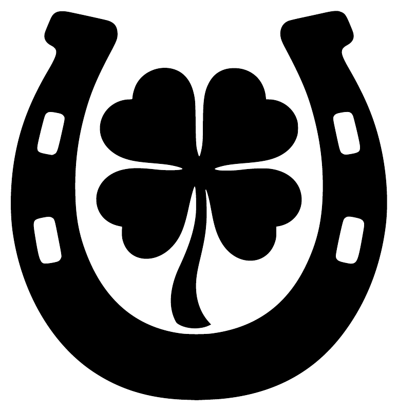 Vinyl decal: black horseshoe with four-leaf clover