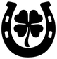 Vinyl decal: black horseshoe with four-leaf clover
