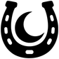 Black horseshoe vinyl decal with crescent moon and vertical oval cutouts, close-up