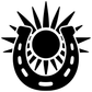Black horseshoe and sunburst vinyl decal close-up