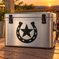 Horseshoe and star vinyl decal: black horseshoe with centered star