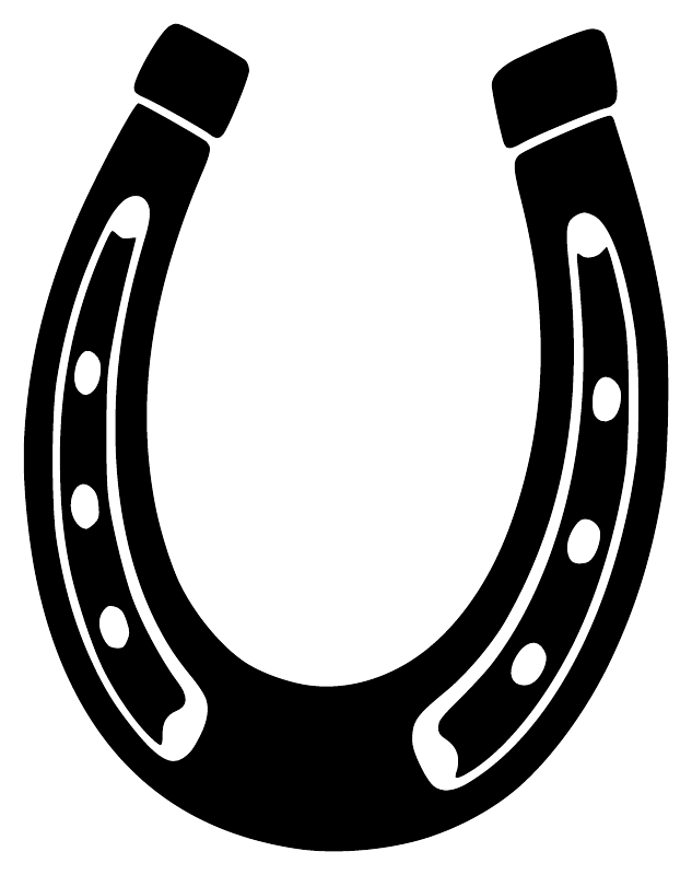Black horseshoe vinyl decal with dotted trim and curved ends