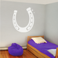 White grooved horseshoe wall decor with six nail holes and compass diamond accent