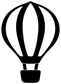 Hot air balloon vinyl decal graphic, black outline with white striped balloon