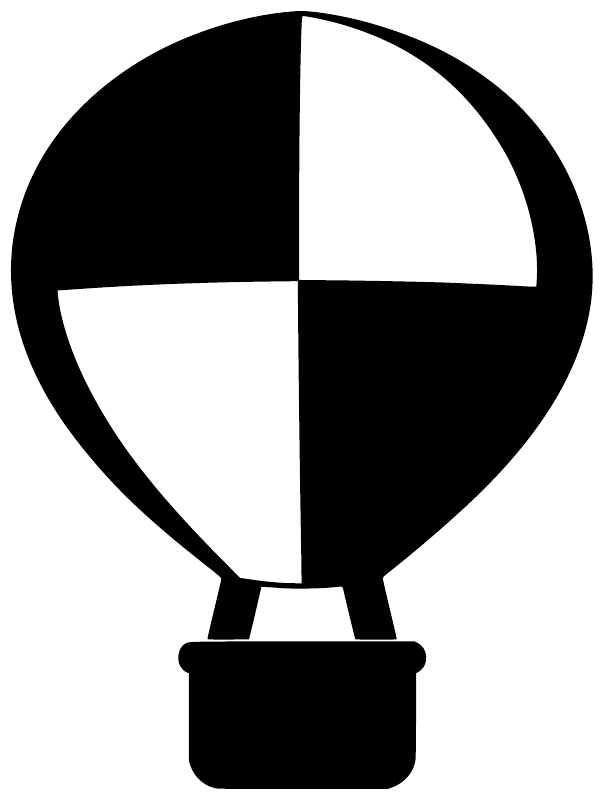 Hot air balloon vinyl decal icon in black and white