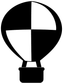 Hot air balloon vinyl decal icon in black and white