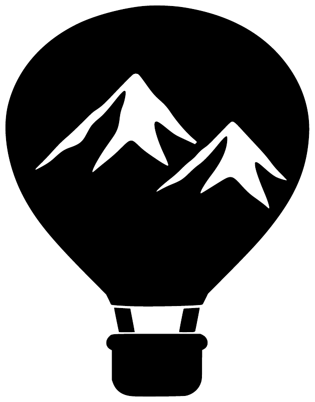 Hot air balloon vinyl decal graphic: black balloon with white mountain shapes