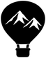 Hot air balloon vinyl decal graphic: black balloon with white mountain shapes