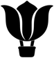 Black tulip-shaped hot air balloon lift vinyl decal with white outline