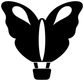 Butterfly hot air balloon vinyl decal, black silhouette with white wing openings
