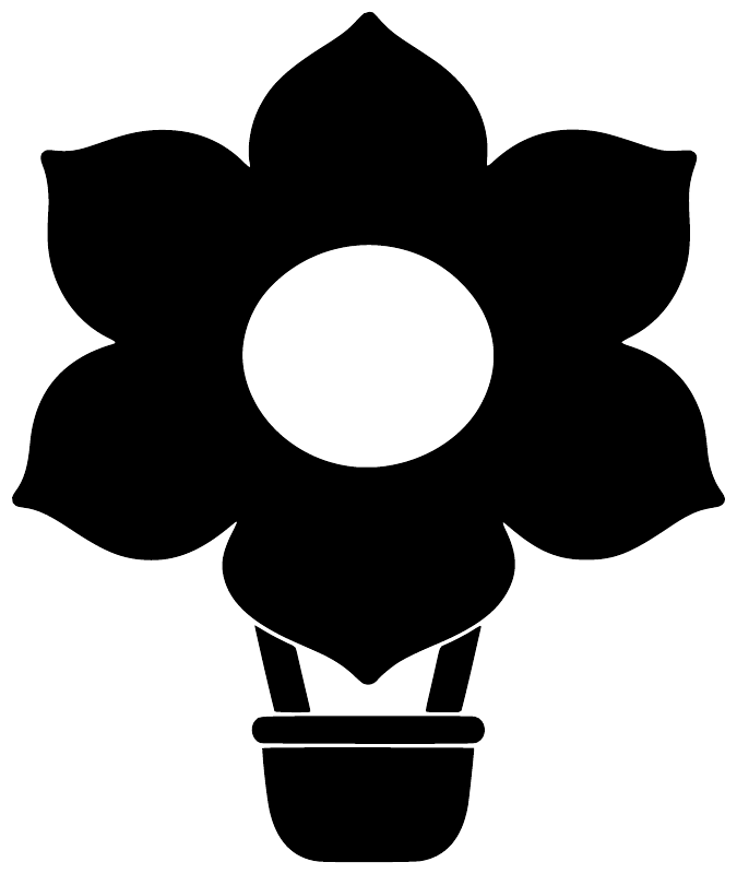 Black sunflower hot air balloon vinyl decal with basket and center white circle