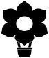 Black sunflower hot air balloon vinyl decal with basket and center white circle