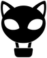 Black cat face vinyl decal with white eyes and nose, black bowl